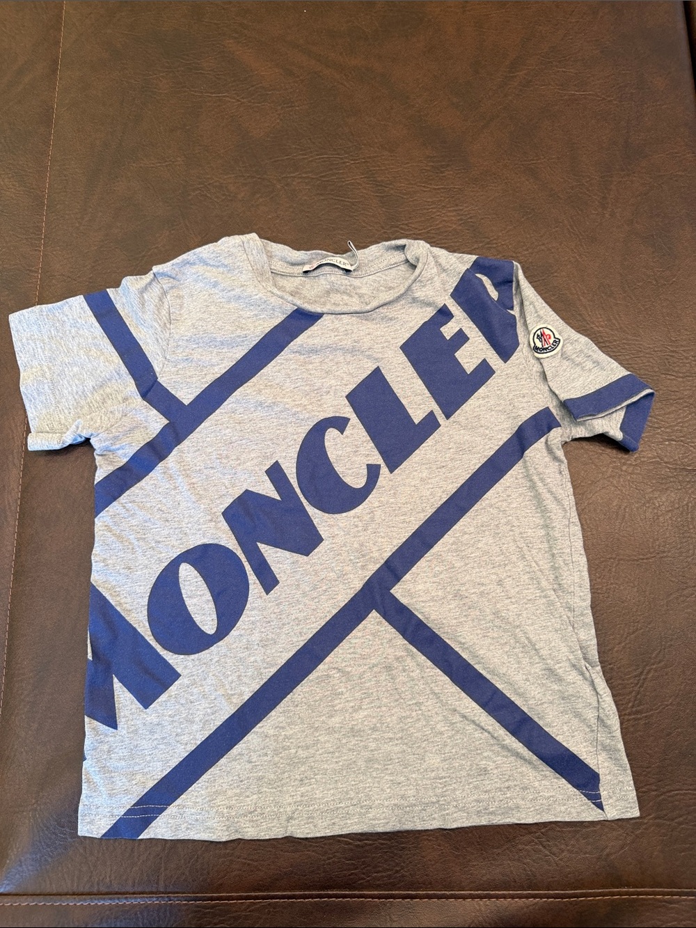 Moncler Grey and Navy Logo Graphic Tee - Kids